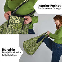 Olive Green Monstera Grocery Bag Polynesian Tribal Pattern LT01 - Polynesian Pride