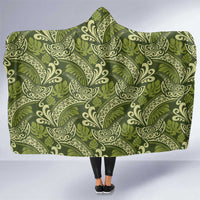 Olive Green Monstera Hooded Blanket Polynesian Tribal Pattern LT01 One Size Green - Polynesian Pride