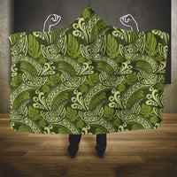 Olive Green Monstera Hooded Blanket Polynesian Tribal Pattern LT01 - Polynesian Pride