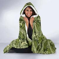Olive Green Monstera Hooded Blanket Polynesian Tribal Pattern LT01 - Polynesian Pride