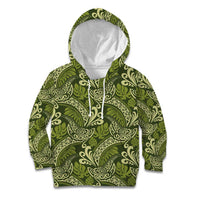 Olive Green Monstera Kid Hoodie Polynesian Tribal Pattern LT01 Hoodie Green - Polynesian Pride