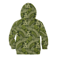 Olive Green Monstera Kid Hoodie Polynesian Tribal Pattern LT01 - Polynesian Pride