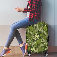 Olive Green Monstera Luggage Cover Polynesian Tribal Pattern LT01 - Polynesian Pride