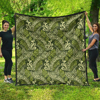 Olive Green Monstera Quilt Polynesian Tribal Pattern LT01 - Polynesian Pride