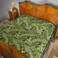 Olive Green Monstera Quilt Polynesian Tribal Pattern LT01 - Polynesian Pride