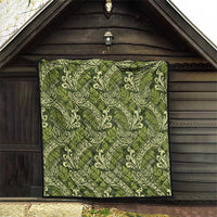 Olive Green Monstera Quilt Polynesian Tribal Pattern LT01 - Polynesian Pride