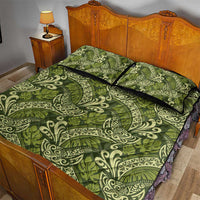 Olive Green Monstera Quilt Bed Set Polynesian Tribal Pattern LT01 - Polynesian Pride