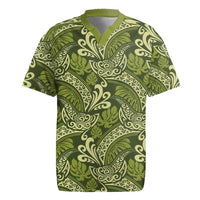 Olive Green Monstera Rugby Jersey Polynesian Tribal Pattern LT01 Green - Polynesian Pride