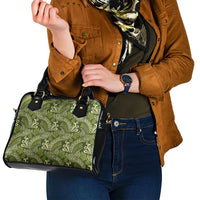 Olive Green Monstera Shoulder Handbag Polynesian Tribal Pattern - Polynesian Pride