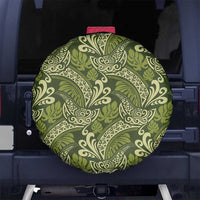 Olive Green Monstera Spare Tire Cover Polynesian Tribal Pattern LT01 No hole Green - Polynesian Pride