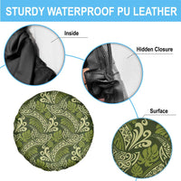 Olive Green Monstera Spare Tire Cover Polynesian Tribal Pattern LT01 - Polynesian Pride