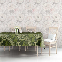 Olive Green Monstera Tablecloth Polynesian Tribal Pattern - Polynesian Pride