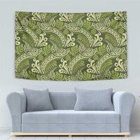 Olive Green Monstera Tapestry Polynesian Tribal Pattern LT01 - Polynesian Pride