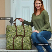 Olive Green Monstera Travel Bag Polynesian Tribal Pattern LT01 - Polynesian Pride