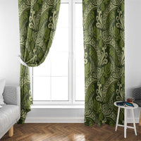 Olive Green Monstera Window Curtain Polynesian Tribal Pattern LT01 - Polynesian Pride
