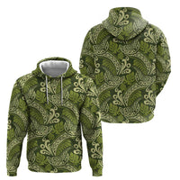Olive Green Monstera Zip Hoodie Polynesian Tribal Pattern LT01 - Polynesian Pride
