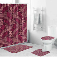 Sweet Pink Monstera Bathroom Set Polynesian Tribal Pattern LT01 Bathroom Set (4 pcs) Pink - Polynesian Pride