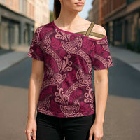 Sweet Pink Monstera Cross Shoulder Shirt Polynesian Tribal Pattern LT01 - Polynesian Pride