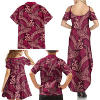 Sweet Pink Monstera Family Matching Summer Maxi Dress and Hawaiian Shirt Polynesian Tribal Pattern LT01 - Polynesian Pride