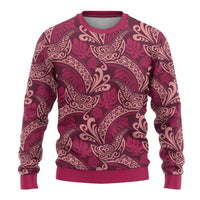 Sweet Pink Monstera Ugly Christmas Sweater Polynesian Tribal Pattern LT01 - Polynesian Pride