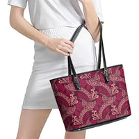 Sweet Pink Monstera Leather Tote Bag Polynesian Tribal Pattern LT01 - Polynesian Pride