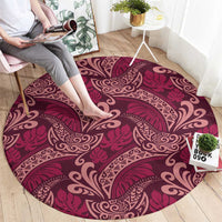 Sweet Pink Monstera Round Carpet Polynesian Tribal Pattern LT01 - Polynesian Pride