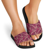 Sweet Pink Monstera Slide Sandals Polynesian Tribal Pattern LT01 - Polynesian Pride