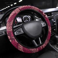 Sweet Pink Monstera Steering Wheel Cover Polynesian Tribal Pattern LT01 Universal Fit Pink - Polynesian Pride