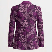 Royal Purple Monstera Blazer Polynesian Tribal Pattern LT01 - Polynesian Pride