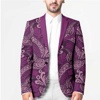 Royal Purple Monstera Blazer Polynesian Tribal Pattern LT01 - Polynesian Pride