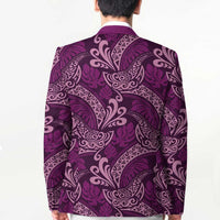 Royal Purple Monstera Blazer Polynesian Tribal Pattern LT01 - Polynesian Pride
