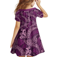 Royal Purple Monstera Family Matching Long Sleeve Bodycon Dress and Hawaiian Shirt Polynesian Tribal Pattern LT01 - Polynesian Pride