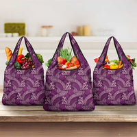Royal Purple Monstera Grocery Bag Polynesian Tribal Pattern LT01 3-pack One Size Purple - Polynesian Pride