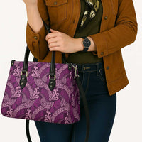 Royal Purple Monstera Leather Bag Polynesian Tribal Pattern LT01 - Polynesian Pride