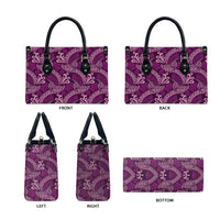 Royal Purple Monstera Leather Bag Polynesian Tribal Pattern LT01 - Polynesian Pride
