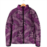 Royal Purple Monstera Padded Jacket Polynesian Tribal Pattern LT01 - Polynesian Pride