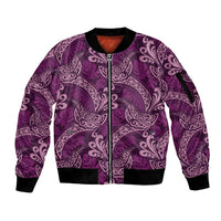 Royal Purple Monstera Sleeve Zip Bomber Jacket Polynesian Tribal Pattern LT01 Unisex Purple - Polynesian Pride