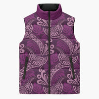 Royal Purple Monstera Sleeveless Puffer Jacket Polynesian Tribal Pattern LT01 Unisex Purple - Polynesian Pride