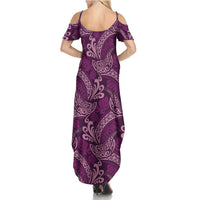 Royal Purple Monstera Summer Maxi Dress Polynesian Tribal Pattern LT01 - Polynesian Pride
