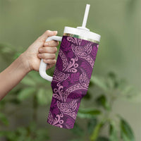Royal Purple Monstera Tumbler With Handle Polynesian Tribal Pattern LT01 - Polynesian Pride