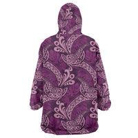 Royal Purple Monstera Wearable Blanket Hoodie Polynesian Tribal Pattern LT01 - Polynesian Pride