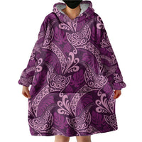 Royal Purple Monstera Wearable Blanket Hoodie Polynesian Tribal Pattern LT01 - Polynesian Pride