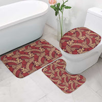 Luxury Red Monstera Bathroom Set Polynesian Tribal Pattern LT01 - Polynesian Pride