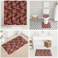 Luxury Red Monstera Bathroom Set Polynesian Tribal Pattern LT01 - Polynesian Pride