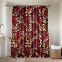 Luxury Red Monstera Bathroom Set Polynesian Tribal Pattern LT01 Shower Curtain Only Red - Polynesian Pride