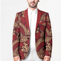 Luxury Red Monstera Blazer Polynesian Tribal Pattern LT01 - Polynesian Pride