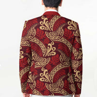 Luxury Red Monstera Blazer Polynesian Tribal Pattern LT01 - Polynesian Pride