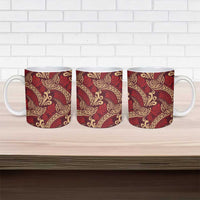 Luxury Red Monstera Ceramic Mug Polynesian Tribal Pattern LT01 - Polynesian Pride
