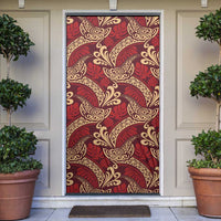 Luxury Red Monstera Door Cover Polynesian Tribal Pattern LT01 Red - Polynesian Pride