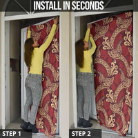 Luxury Red Monstera Door Cover Polynesian Tribal Pattern LT01 - Polynesian Pride